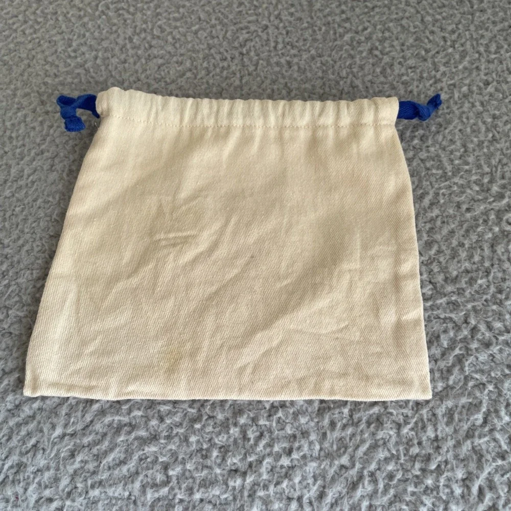 Louis Vuitton Dust Bag Cream Cotton Blue Drawstring Logo H7''x W8'' *Read Stains